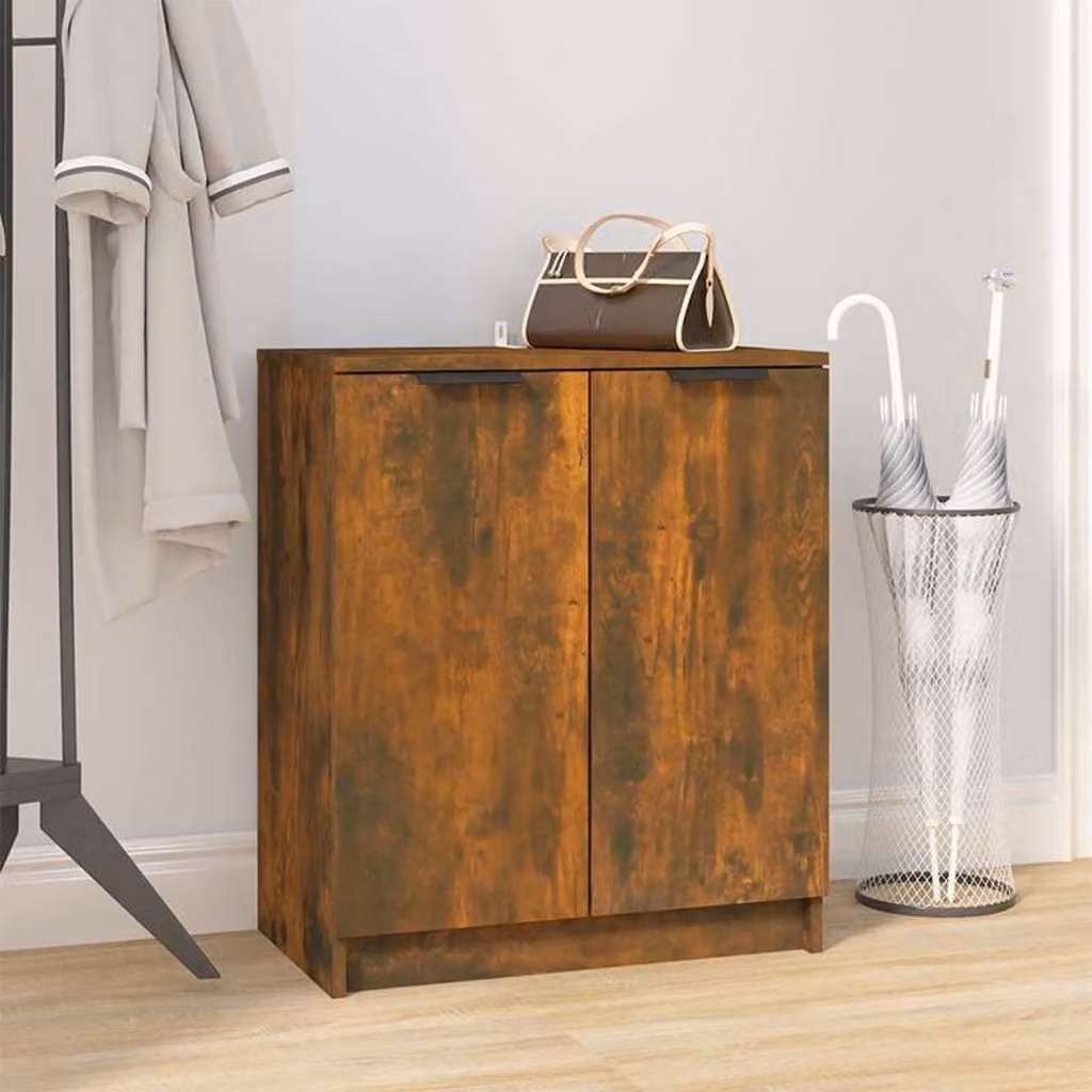 Scarpiera moderna vidaXL in legno rovere fumo con scomparti basculanti, L: 59 cm, P: 35 cm, H: 70 cm