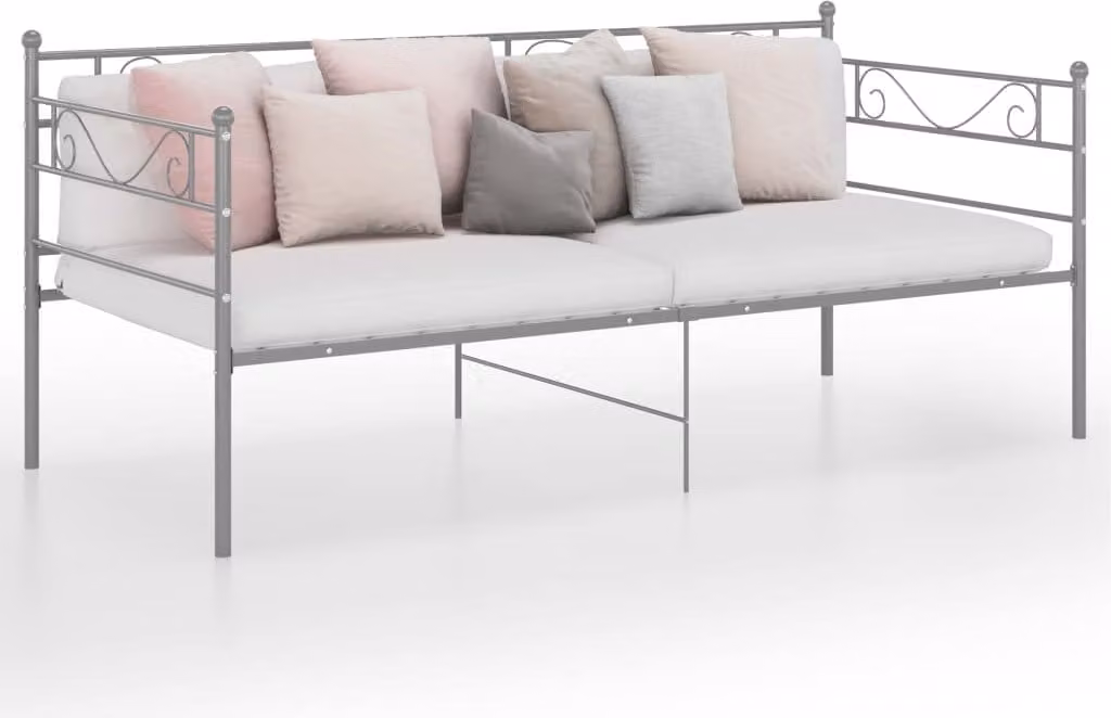 The Living Store Divano letto Grigio Struttura letto in metallo 90x200 cm