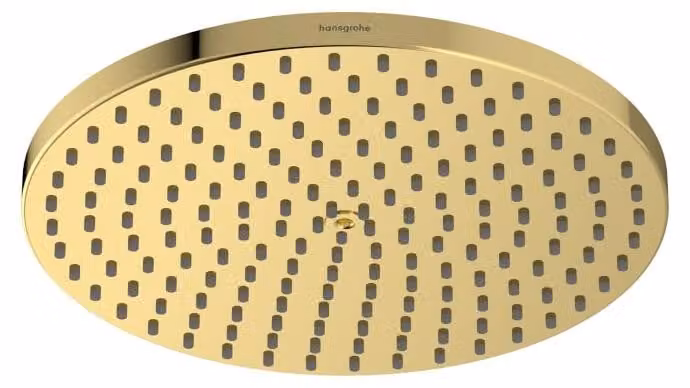 Doccia a soffitto Raindance di hansgrohe, diametro 240 mm, 1 getto PowderRain, tecnologia EcoSmart+, finitura dorata lucida