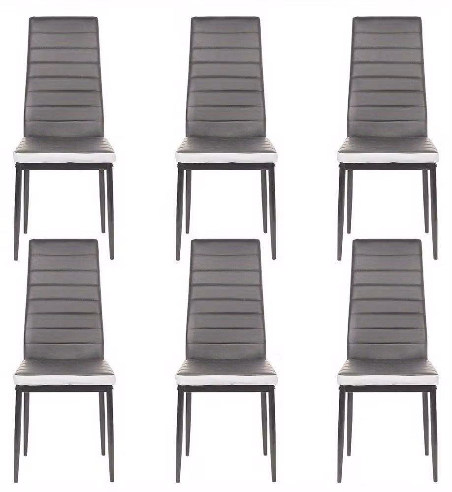 Set di 6 sedie da pranzo con rivestimento in ecopelle, schienale alto, struttura robusta, sedie da cucina dal design moderno