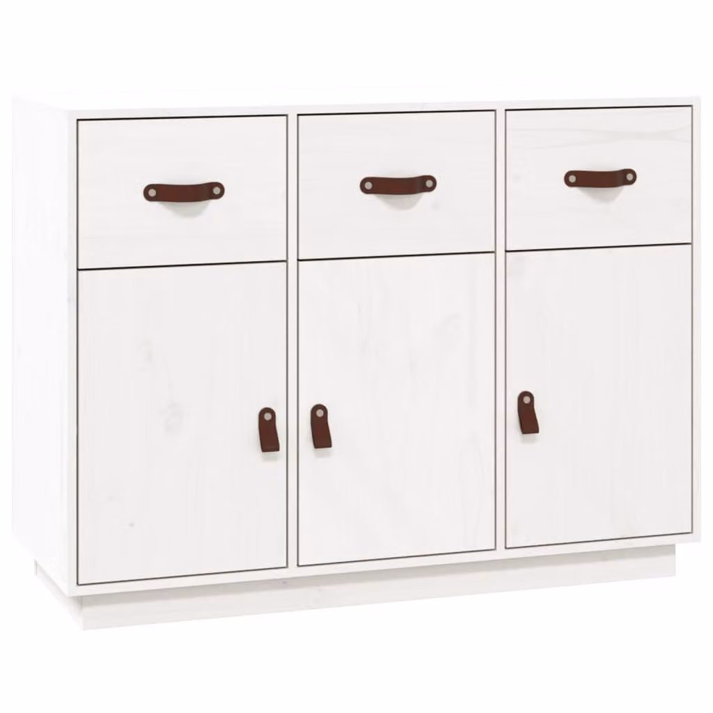 Credenza Bianca 100x40x75 cm in Legno Massello di Pino