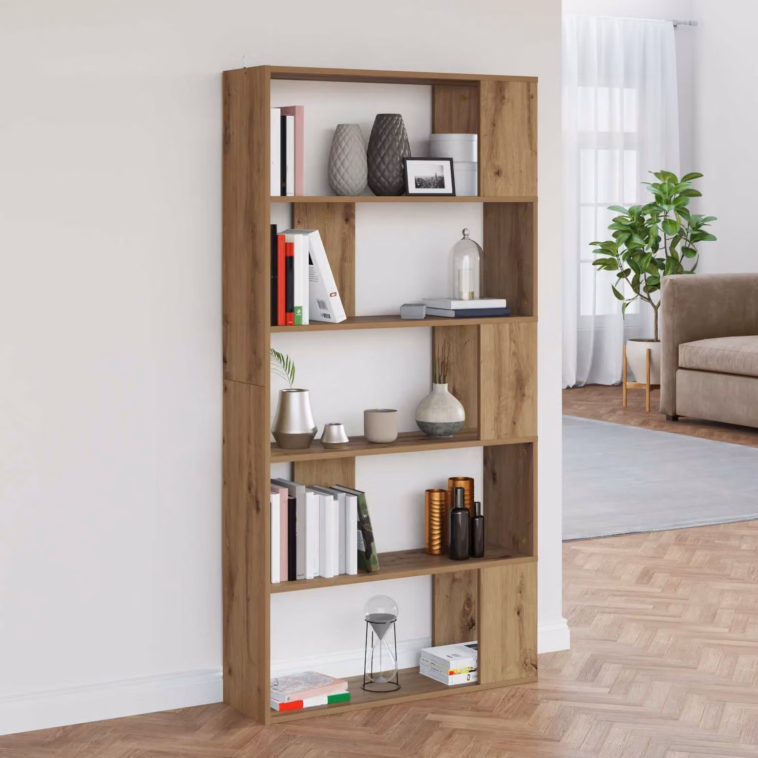 vidaXL Armadio per Libri Moderno in Legno MDF Marrone L: 80 cm, P: 24 cm, H: 159 cm