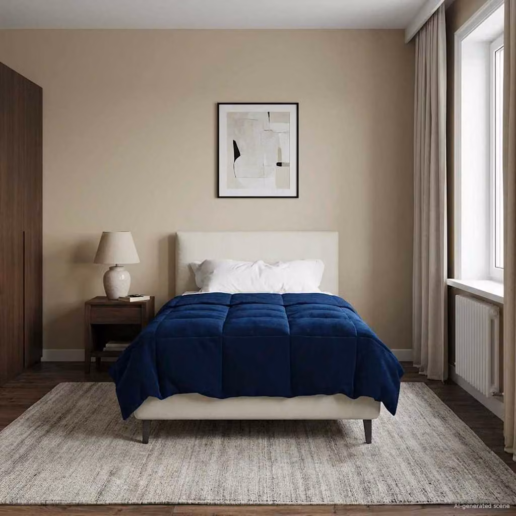 Piumino Estivo vidaXL in Microfibra Traspirante e Reversibile, Blu, L/P/H: 135 x 200 cm