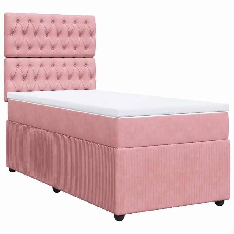 Giroletto a Molle con Materasso Rosa 90x200 cm in Velluto