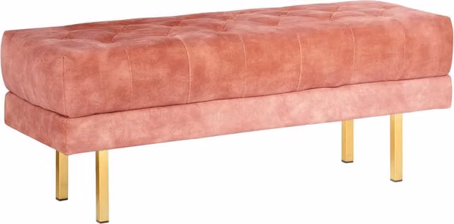 Panca Beliani in Velluto Rosa con Gambe in Metallo Oro per Camera da Letto e Soggiorno L: 150 cm, P: 44 cm, H: 44 cm – 1