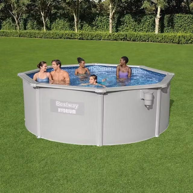 Piscina Fuoriterra Rotonda Bestway Hydrium Grigio e Bianco Diametro: 360 cm, Altezza: 120 cm
