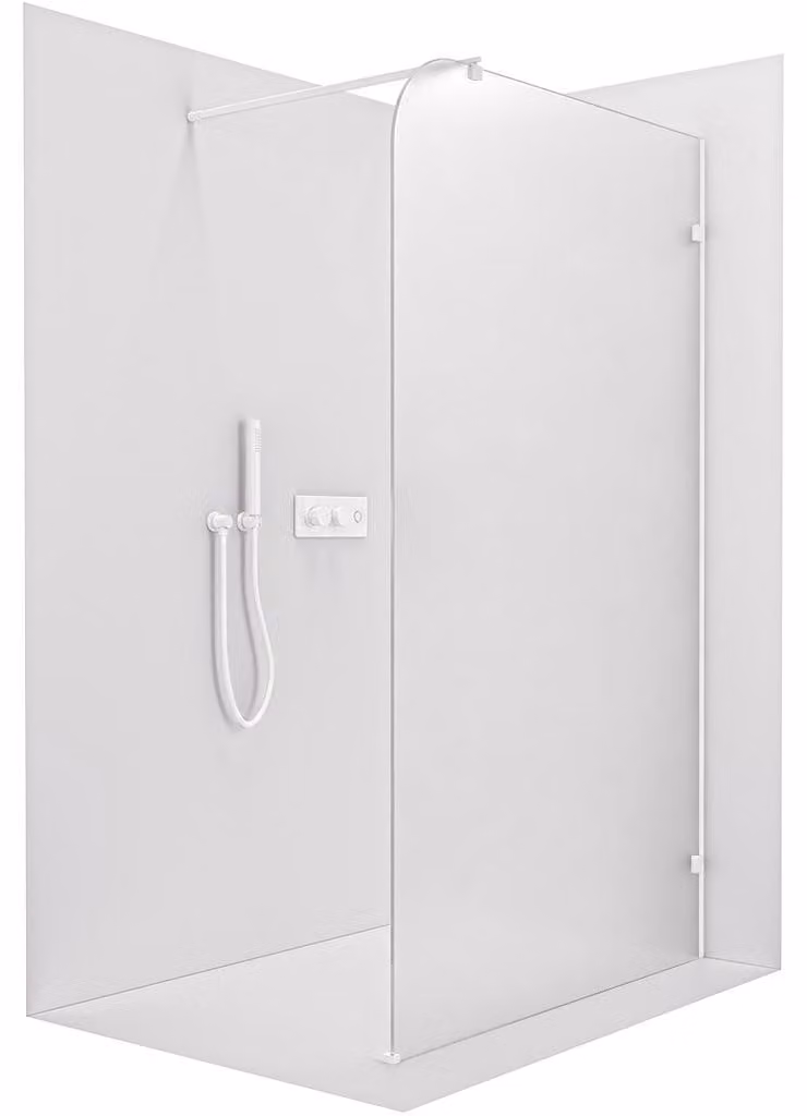 Pannello doccia walk-in Orbis Round - Lato destro - 8 mm - supporto circolare - bianco opaco, vetro satinato - 160x200 cm
