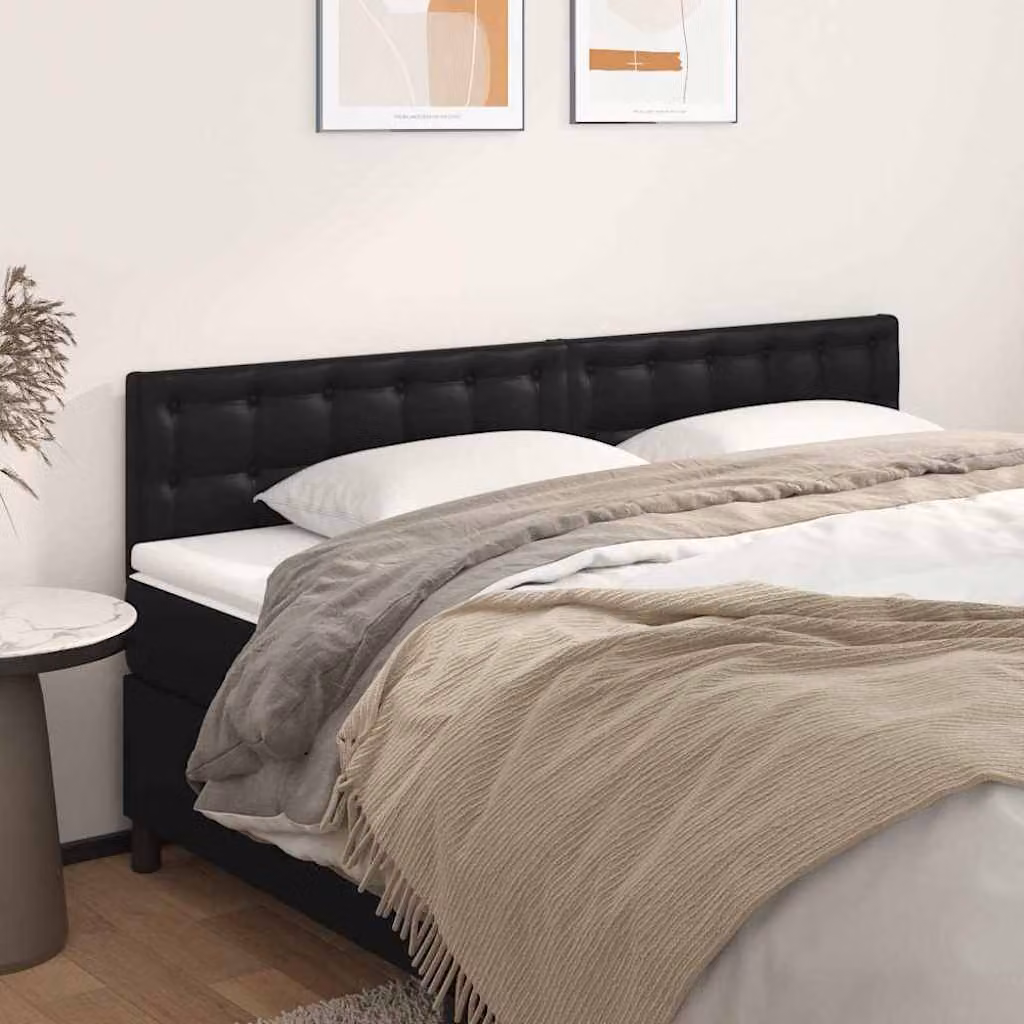 Testiera per letto vidaXL in similpelle nera con pannello imbottito, L: 160 cm, P: 5 cm, H: 78-88 cm