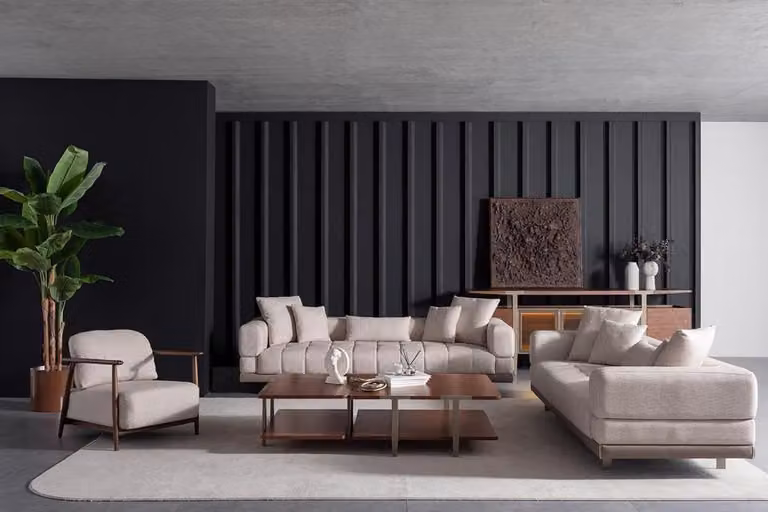 Italienische Möbel Einrichtung Set Garnitur Sofa Couchtisch Sessel 5tlg.