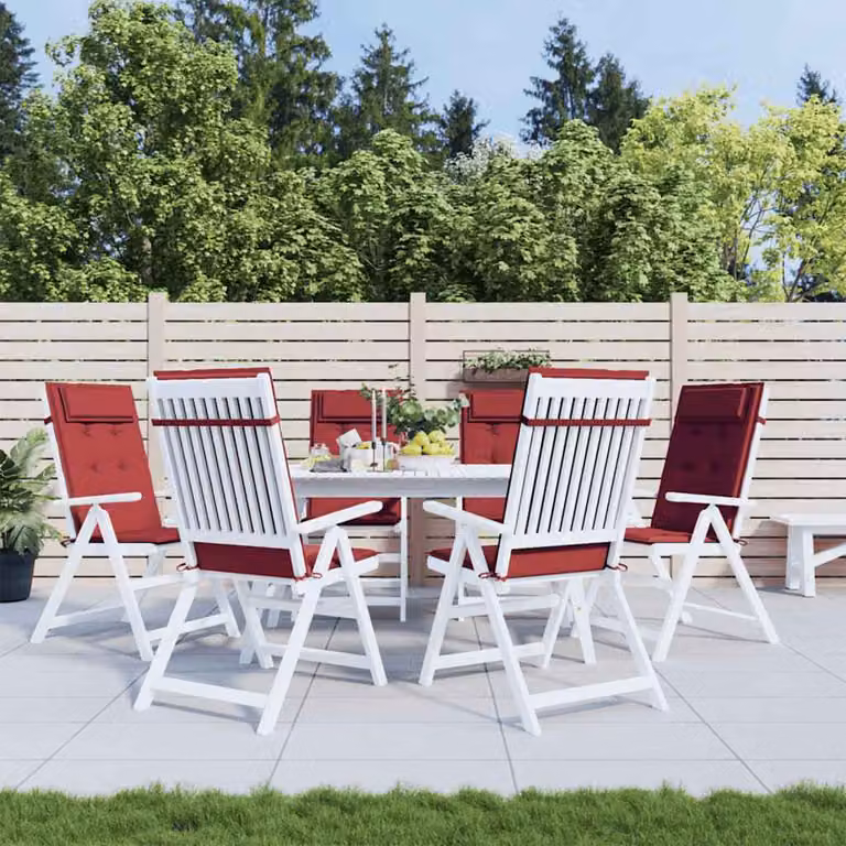 Set di 6 cuscini per sedia con schienale alto vidaXL in tessuto Oxford rosso, traspirante e idrorepellente