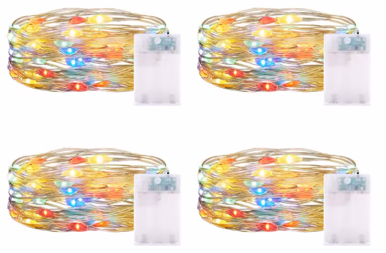 Catena luminosa a LED, 2 metri, 20 LED, alimentata a batteria, impermeabile