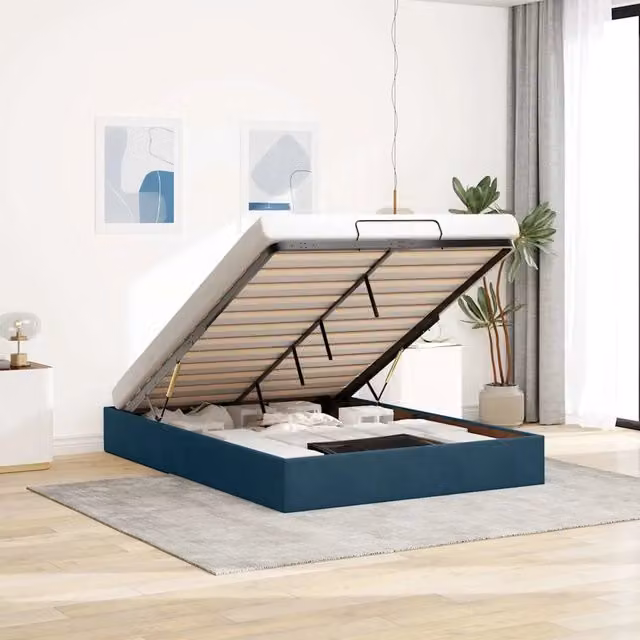 Struttura Letto Pouf senza Materasso-Giroletto con contenitore 140x200 cm in Velluto 967542