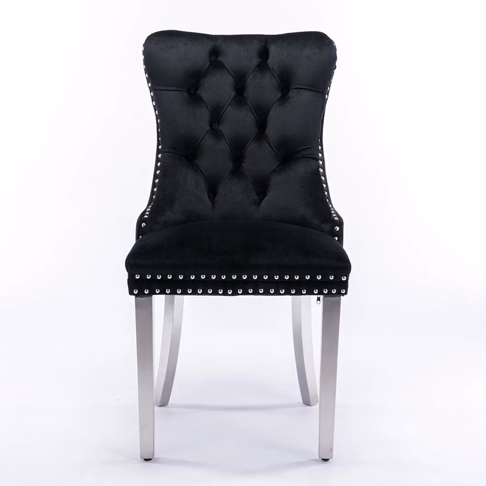 Set di 2 sedie Nikki Xylo in velluto nero con gambe in metallo e legno – 2