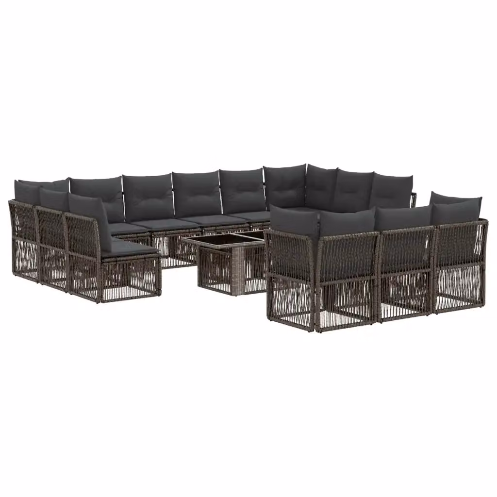 Set Divano da Giardino vidaXL a forma a U in Polyrattan Grigio con Tavolino e Cuscini – 2