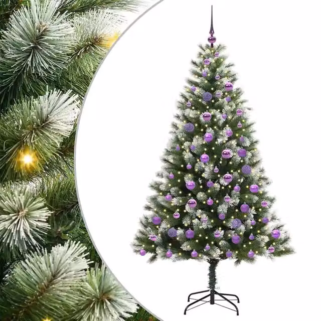 Albero di Natale artificiale con neve fioccata vidaXL, verde e bianco, H: 180 cm, L: 102 cm, P: 102 cm – 1