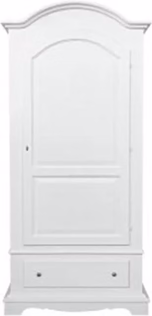 Armadio Shabby Chic KIVIO in Legno Massiccio con 1 Anta e Ripiani Interni Bianco L 56 cm x P 40 cm x H 196 cm