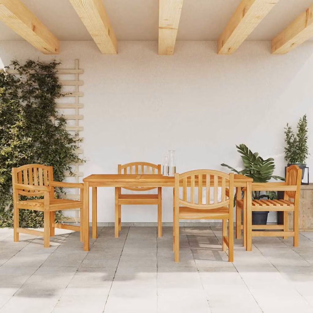 Set da pranzo per giardino vidaXL in legno di teak marrone, 5 pezzi