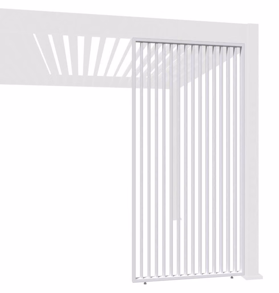 Pannello divisorio verticale a lamelle per pergole, in alluminio, colore bianco
