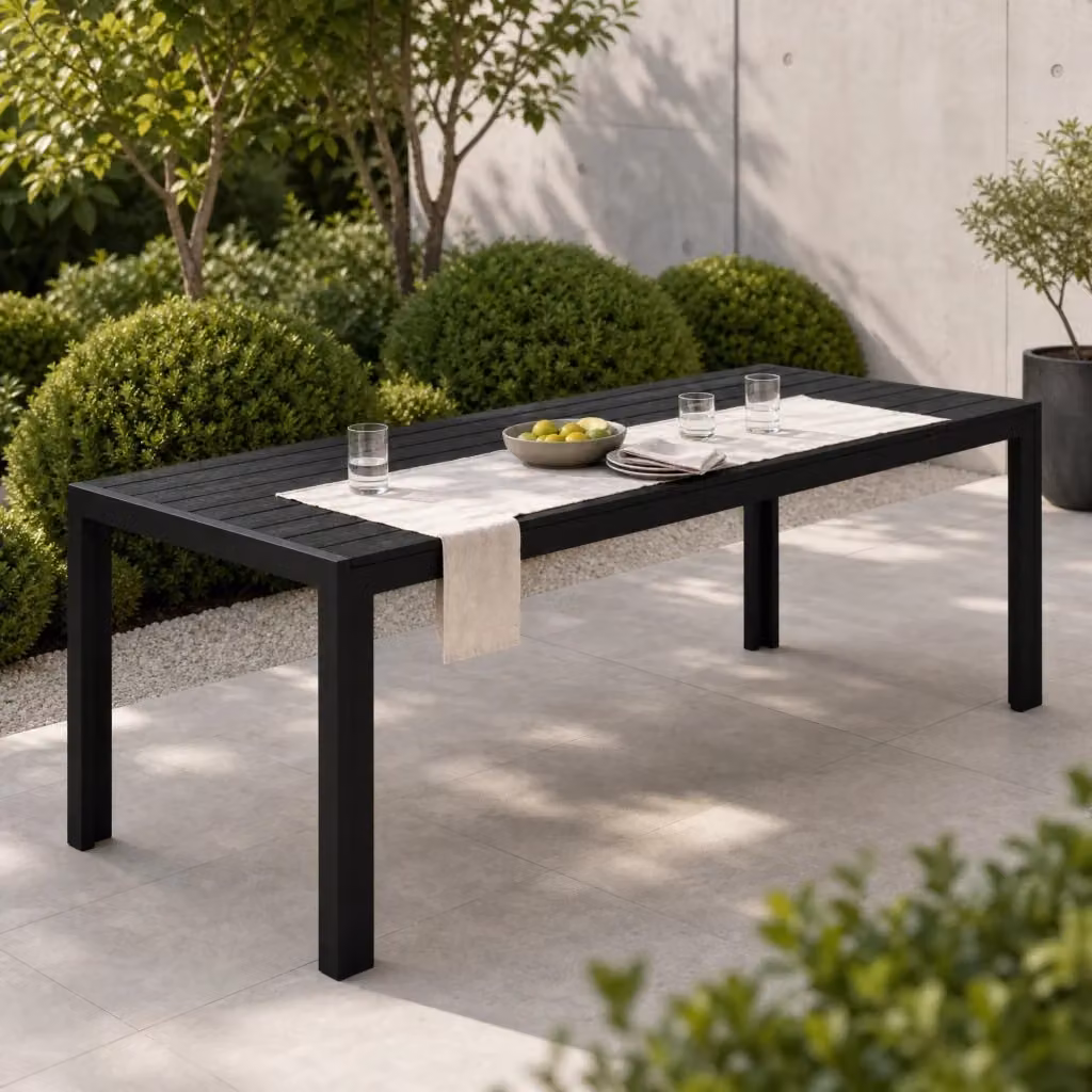 Tavolo da giardino rettangolare REDOM in alluminio nero opaco L/P/H: 190 x 84,5 x 72 cm – 2