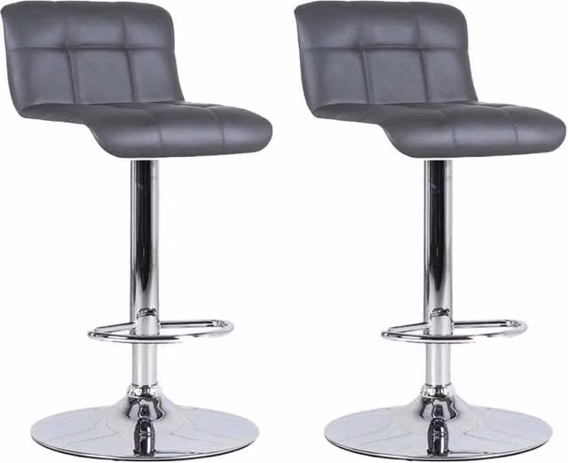 Set 2 Sgabelli Bar 36x38,5xH83/98 cm in Similpelle Kurt Grigio Scuro
