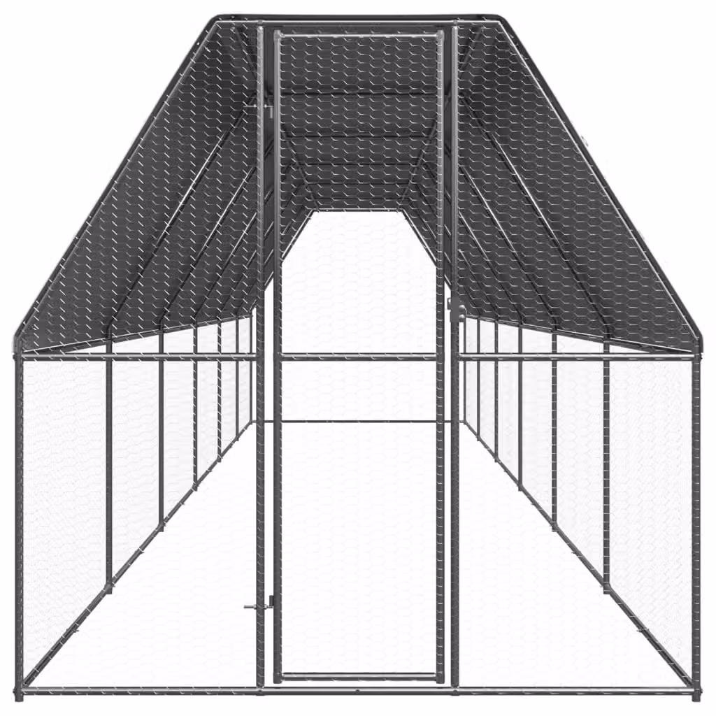 Gabbia per Polli da Esterno 2x12x2 m in Acciaio Zincato