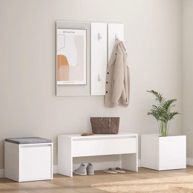 The Living Store Set di mobili per corridoio in legno bianco