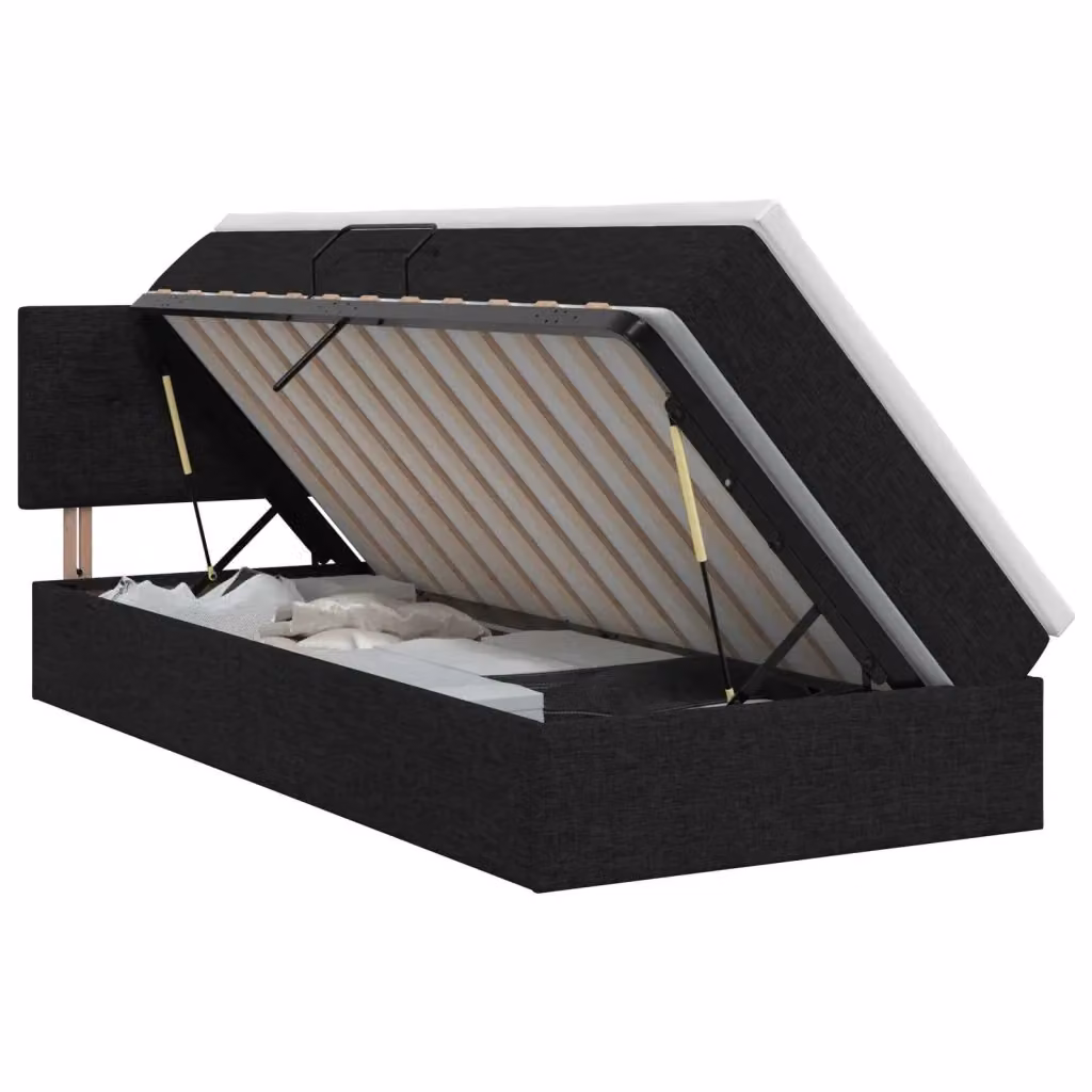 Letto con contenitore e materasso vidaXL in velluto nero L: 100 cm, P: 200 cm, H: 88 cm – 2
