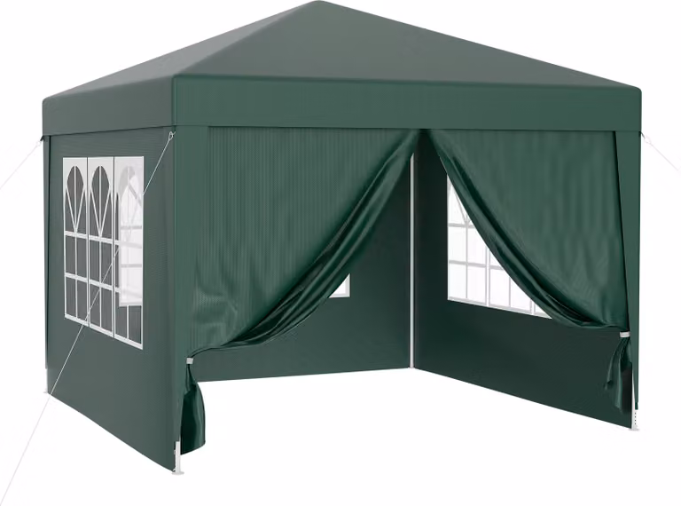 Padiglione Wiltec 3 x 3 m in verde con protezione UV 50+, padiglione da giardino con lati rimovibili, tenda per feste con finestre, ad esempio per terrazze e festival