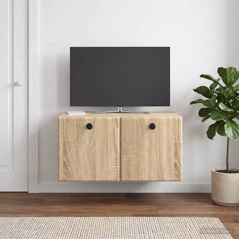 Mobile Porta TV da Muro vidaXL in Rovere Sonoma, Marrone, L: 59,5 cm, P: 41 cm, H: 30 cm