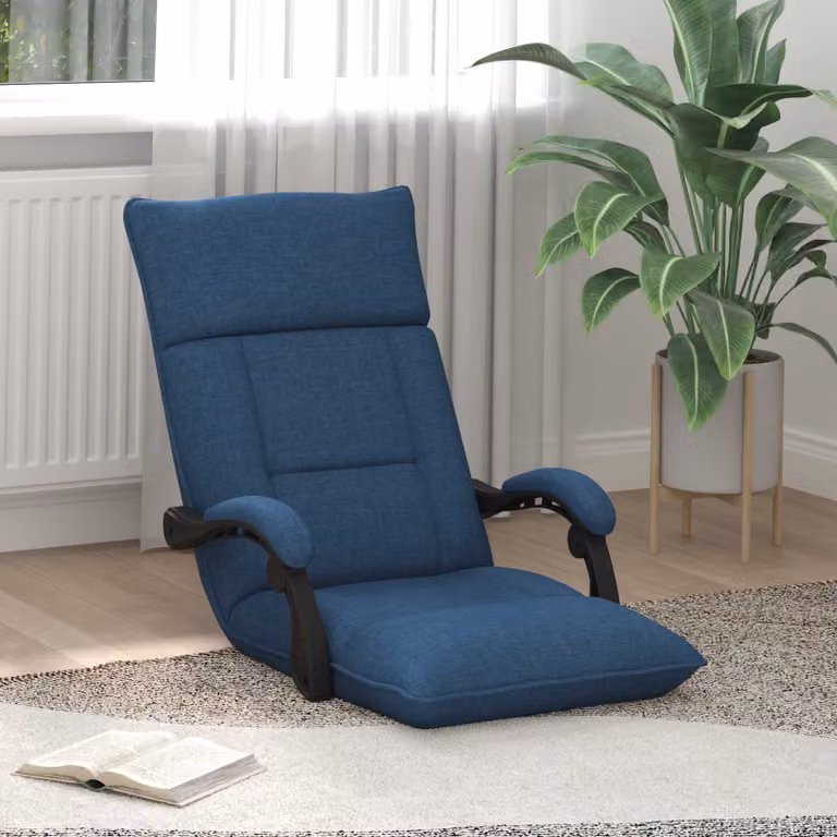 Sedia a pavimento regolabile vidaXL in tessuto blu con struttura in metallo e plastica