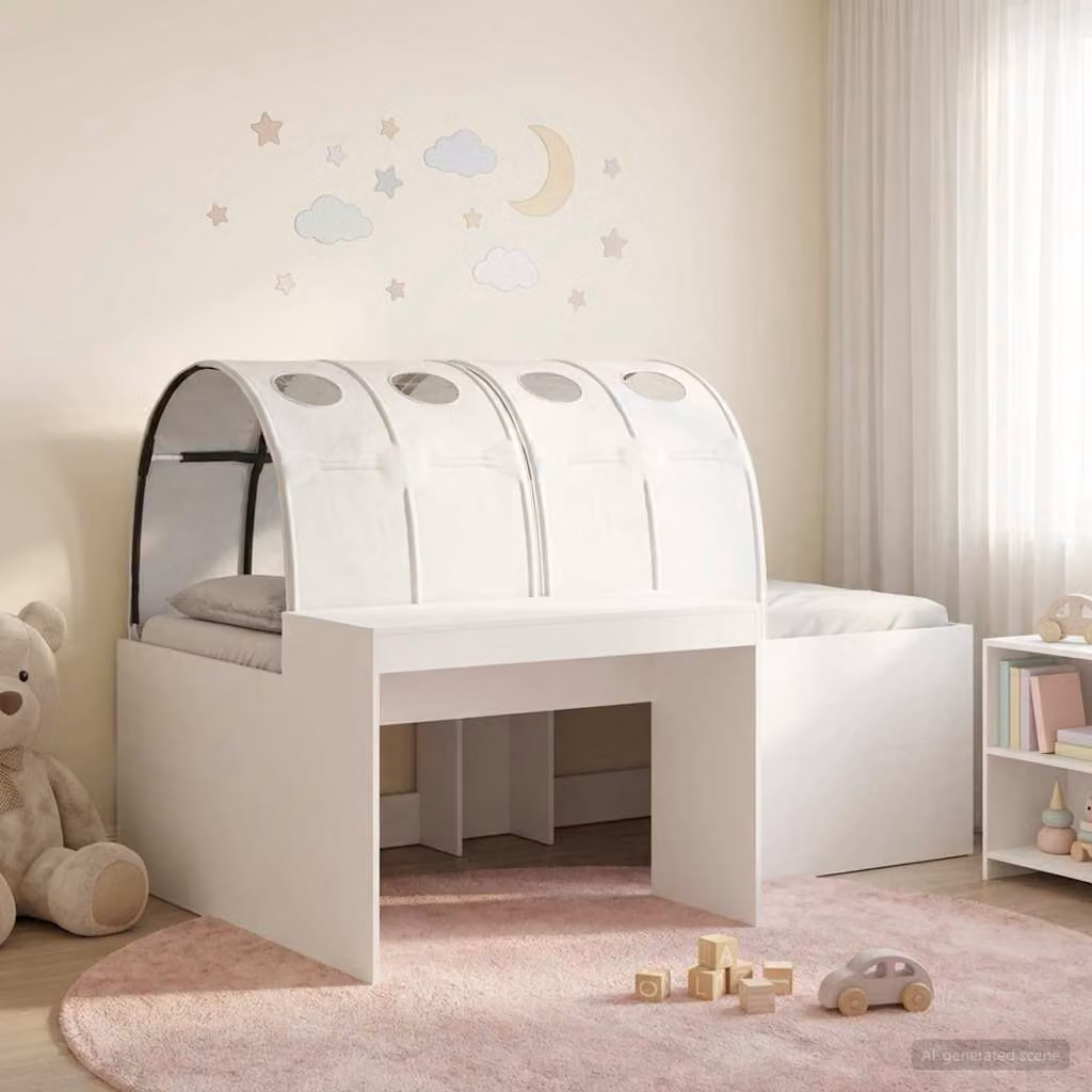 Letto singolo per bambini con tunnel vidaXL in rovere e bianco L: 193 cm, L: 120 cm, H: 75 cm