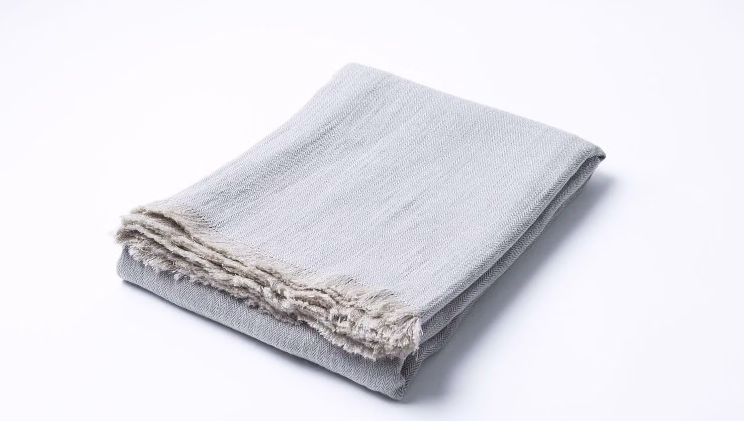 Coperta con frange, grigio, 165x210