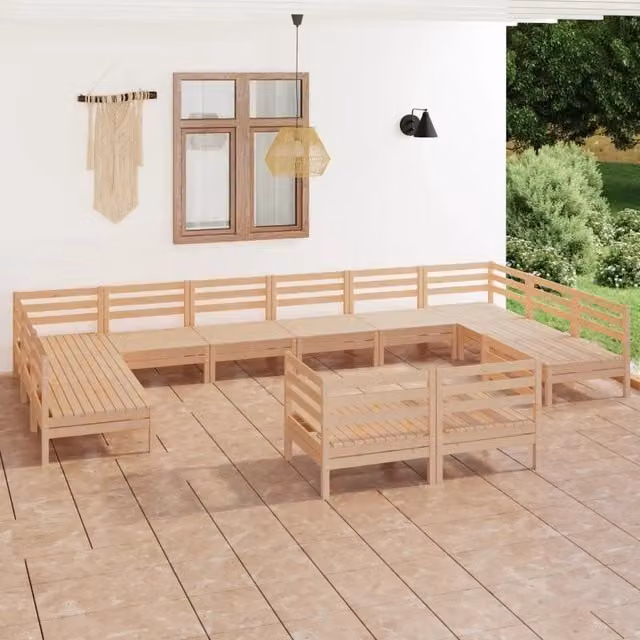 Set Salotto da Giardino 12 pz in Legno Massello di Pino 3083494