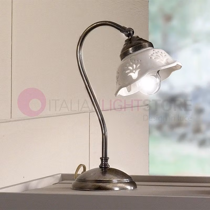 Lampada da Tavolo Riparbella di Ceramiche Borso in Ceramica Bianca e Ottone con Luce Calda e Regolabile – 2