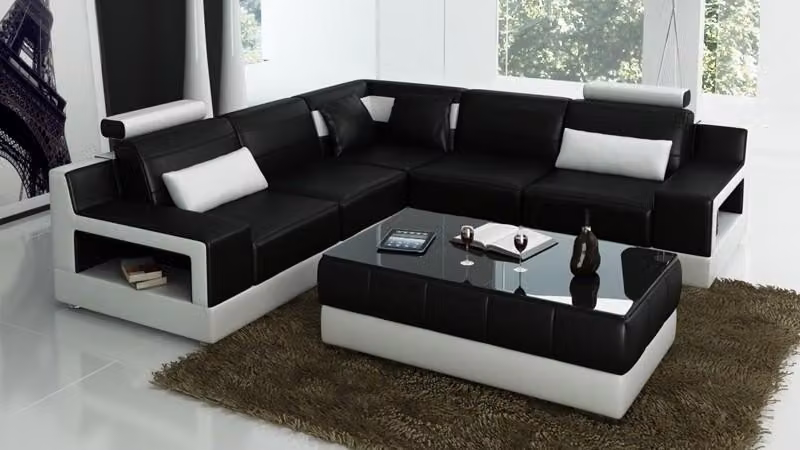 Designer Sofa Couch Ecksofa mit Hocker Polster Garnitur Wohnlandschaft L-Form