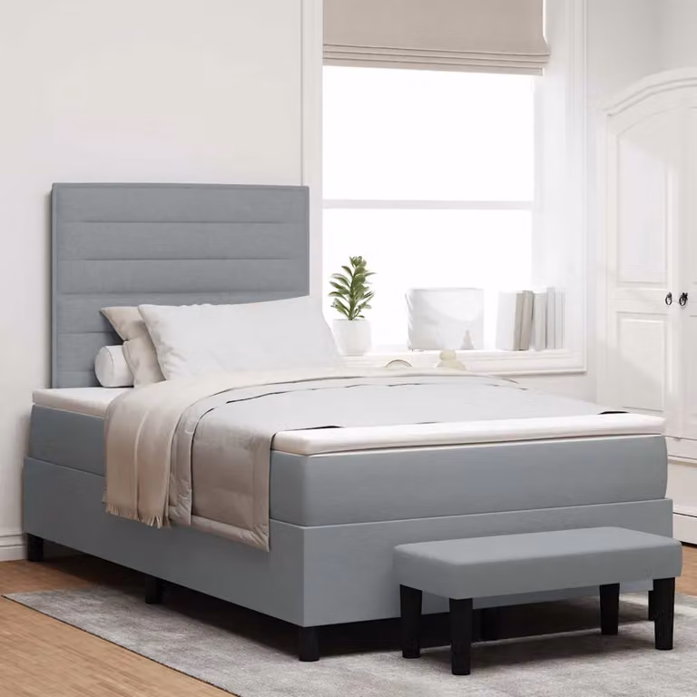 Letto ibrido con molle a sacco e testiera vidaXL in tessuto grigio L: 120 cm, P: 200 cm