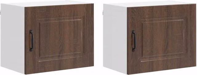 Set di 2 armadietti pensili da cucina moderni con ampio spazio di archiviazione 50 x 31 x 40 cm in legno ingegnerizzato rovere marrone 02_0053588