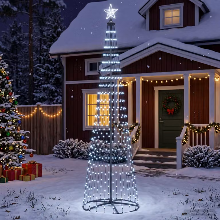 vidaXL Albero di Natale a cono LED 250 cm 470 LED Bianco freddo