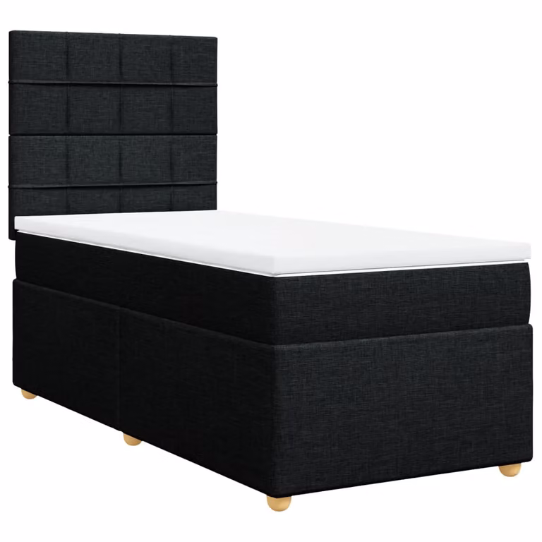 Giroletto a Molle con Materasso Nero 100x200 cm in Tessuto