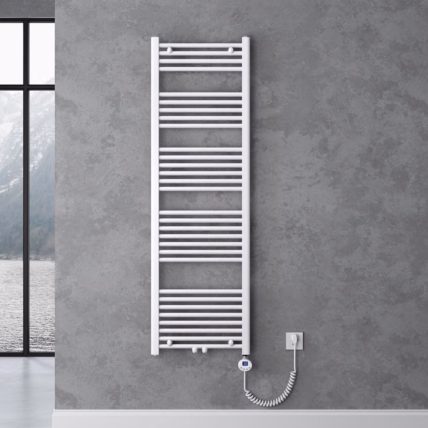 doporro Radiatore Piatto 160x50cm con Elemento Riscaldante 800W, Scaldasalviette da Bagno Termoarredo in Acciaio, Bianco, Riscaldamento Elettrico o ad Acqua Calda RHE