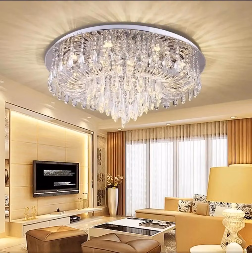 Lampada da soffitto Toolight APP781-9C in cristallo trasparente e argento con design round glamour – 2