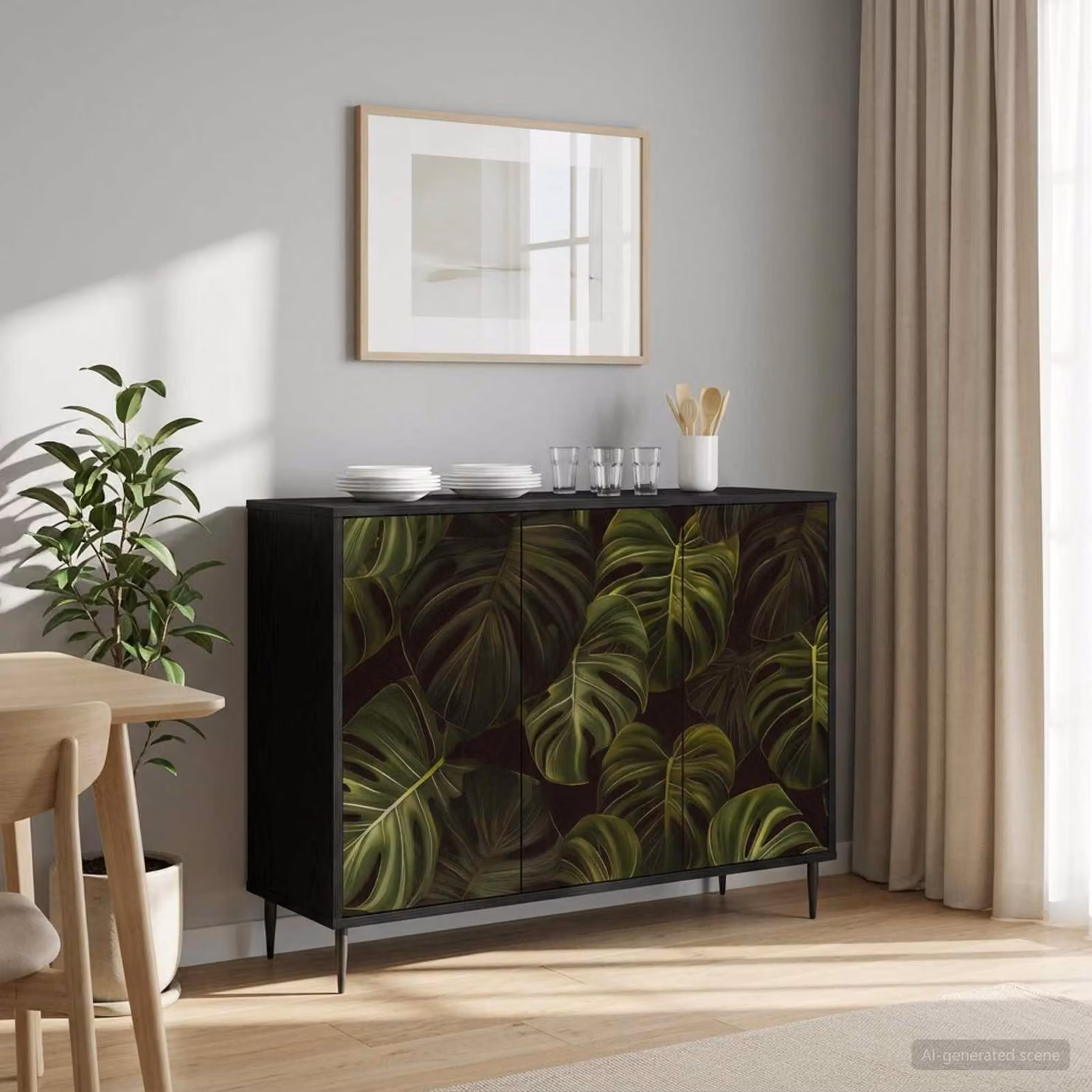 Credenza moderna vidaXL ELBURG in rovere nero, L 102 x P 33 x H 76 cm