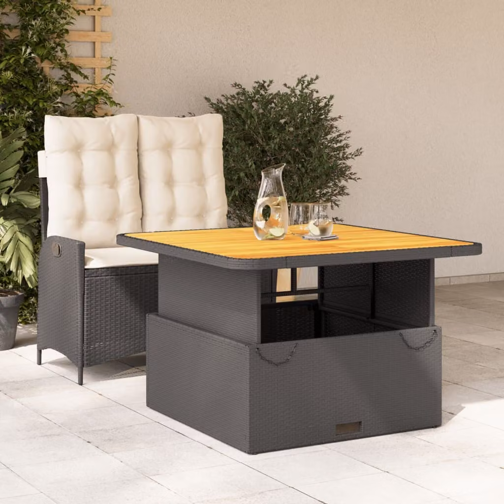Maison Exclusive - Set da Pranzo da Giardino 2 pz con Cuscini Nero in Polyrattan
