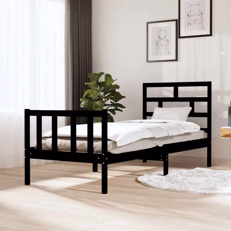 vidaXL Giroletto in Legno Massello di Pino Nero Opaco L 80 x P 190 cm