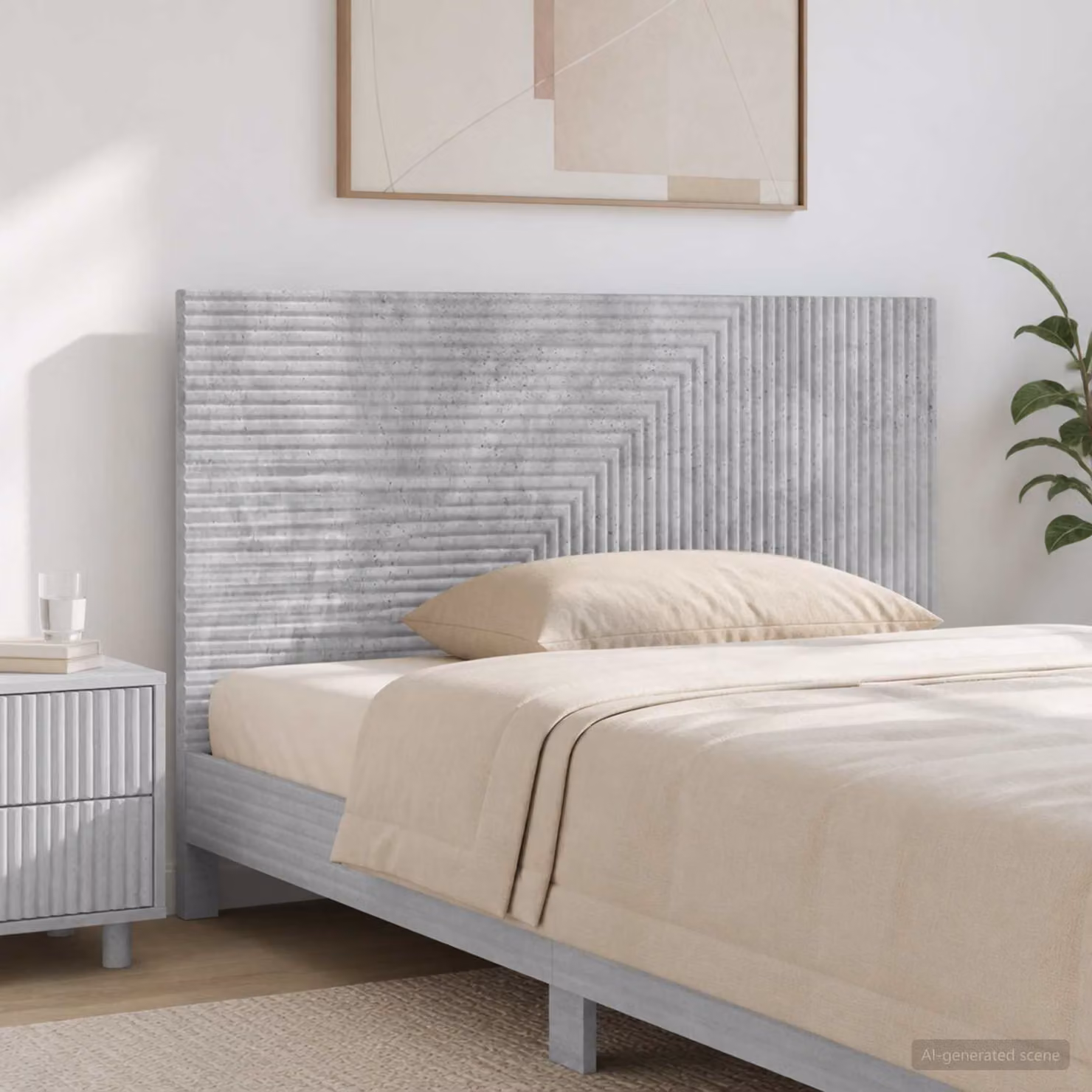 Testiera da muro vidaXL HAARLEM con ripiano integrato, Grigio Cemento, L: 100 cm, H: 50 cm, P: 22,5 cm