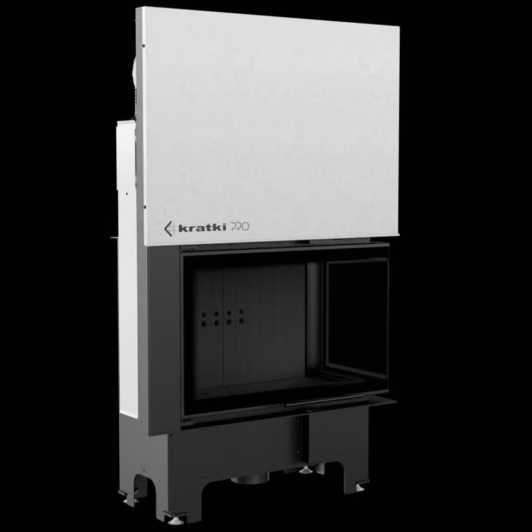 Inserto per caminetto KRATKI VNP 810/410 14 kW Ø 200 con porta scorrevole pannellata nera