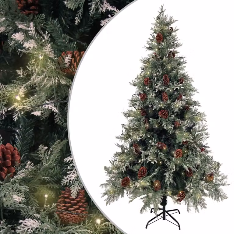 Maison Exclusive - Albero di Natale con luci e pigne, 195 cm, PVC e PE