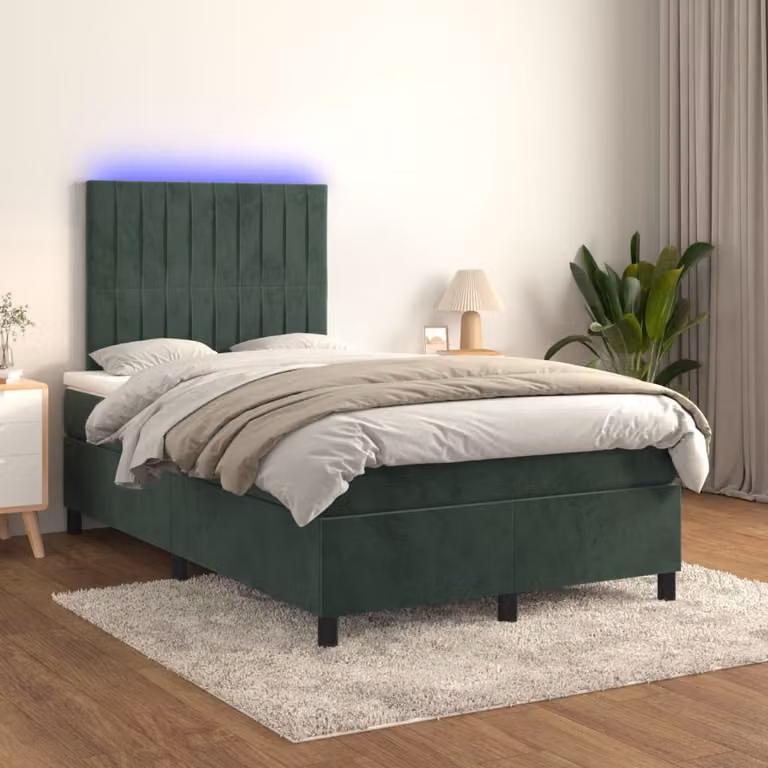 Maison Exclusive - Letto a Molle con Materasso e LED Verde Scuro 120x200cm Velluto