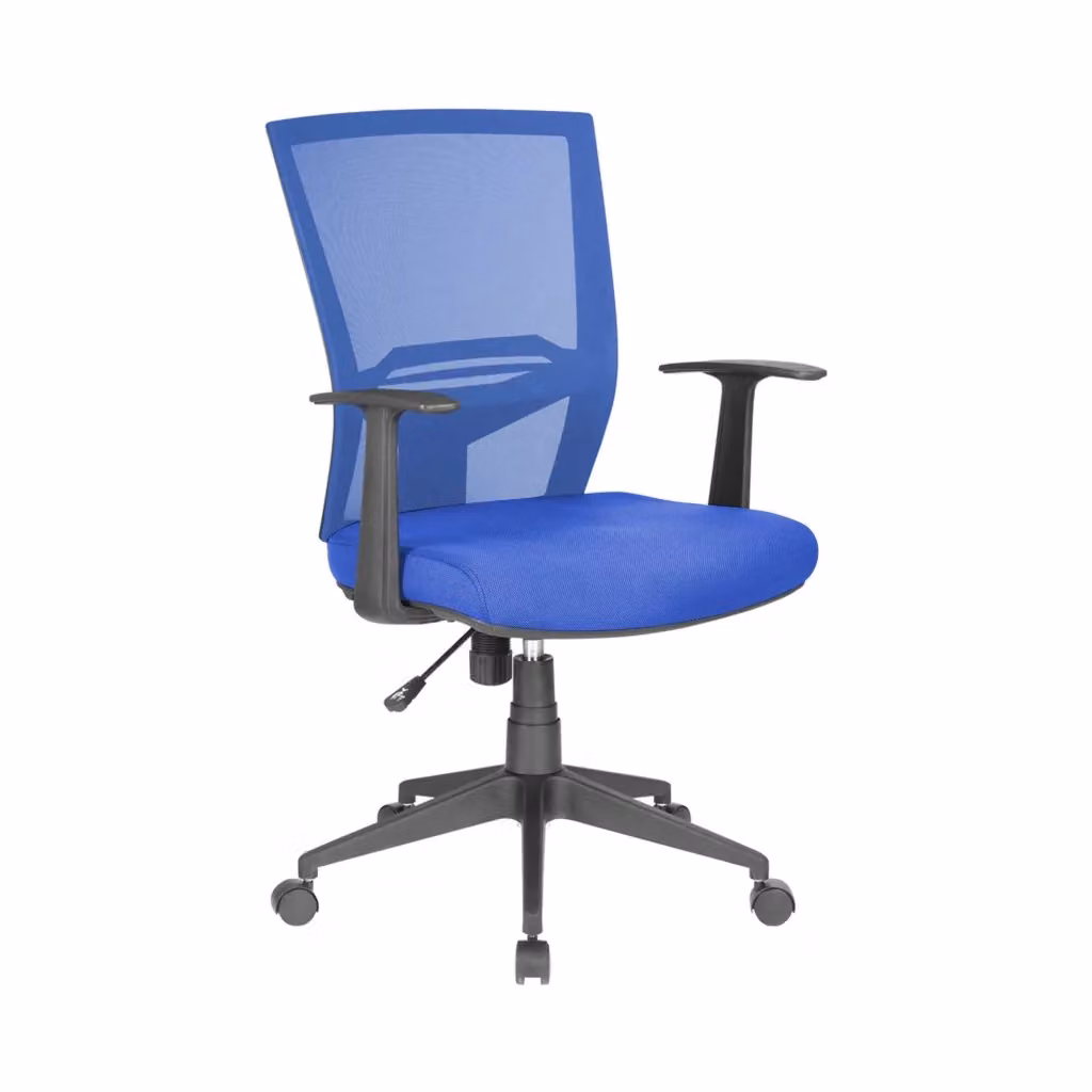 Sedia da ufficio Eulalia DMORA, Poltrona direzionale ergonomica con braccioli e ruote, Blu, L: 59 cm, P: 64 cm, H: 96/106 cm – 2