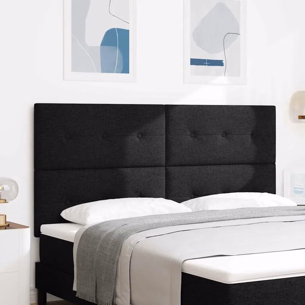 Testiera per letto regolabile in altezza vidaXL in tessuto nero con struttura in legno di pino, Larghezza: 180 cm